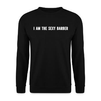 Coiffeur Barbier - I Am The Sexy Barber - Sweat-shirt Unisexe - noir - Devant - Alina (178cm) & Michal (187cm)