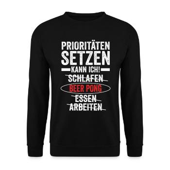 Party Bier Bierpong Beer Pong - Unisex Pullover - Schwarz - Vorne - Alina (178cm) & Michal (187cm)