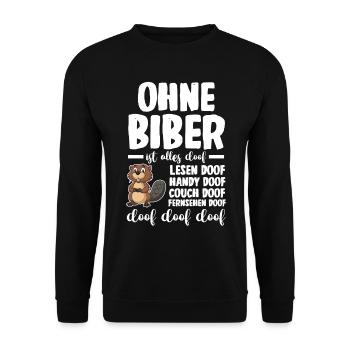 Nagetier Biberliebhaber Biber - Unisex Pullover - Schwarz - Vorne - Alina (178cm) & Michal (187cm)