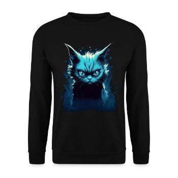 Mystische Katze Fantasy Magisch Süßes Kätzchen - Unisex Pullover - Schwarz - Vorne - Alina (178cm) & Michal (187cm)