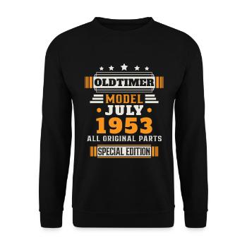 Voiture ancienne Juillet 1953 Cadeau d’anniversaire - Sweat-shirt Unisexe - noir - Devant - Alina (178cm) & Michal (187cm)