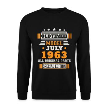 Oldtimer Juli 1963 Geburtstag Geschenk - Unisex Pullover - Schwarz - Vorne - Alina (178cm) & Michal (187cm)