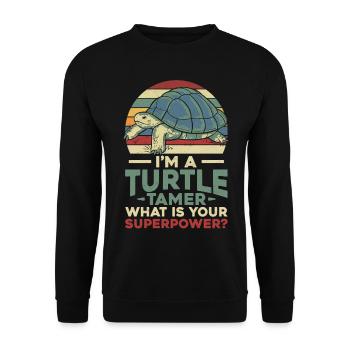 Sea Turtle Tortoise Retro Vintage - Sweat-shirt Unisexe - noir - Devant - Alina (178cm) & Michal (187cm)