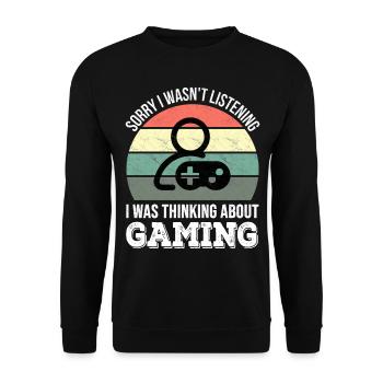 Tut mir leid, dass ich nicht zugehört habe, ich habe gezockt - Unisex Pullover - Schwarz - Vorne - Alina (178cm) & Michal (187cm)