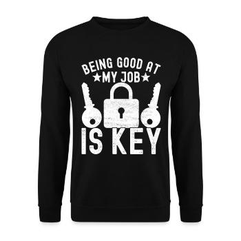 Schlüsseldienst Locksmith Dietrich - Unisex Pullover - Schwarz - Vorne - Alina (178cm) & Michal (187cm)