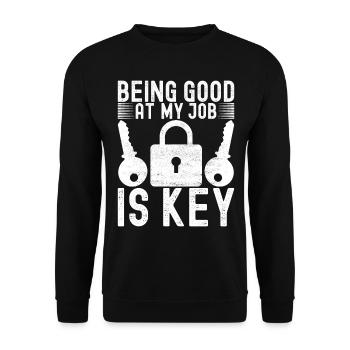 Schlüsseldienst Locksmith Dietrich - Unisex Pullover - Schwarz - Vorne - Alina (178cm) & Michal (187cm)