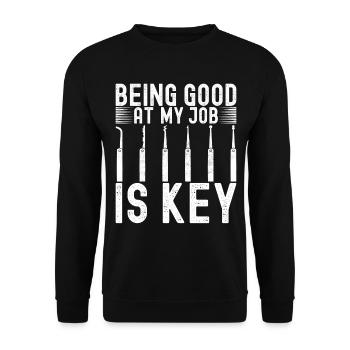 Schlüsseldienst Locksmith Dietrich - Unisex Pullover - Schwarz - Vorne - Alina (178cm) & Michal (187cm)