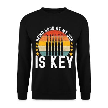 Schlüsseldienst Locksmith Dietrich - Unisex Pullover - Schwarz - Vorne - Alina (178cm) & Michal (187cm)