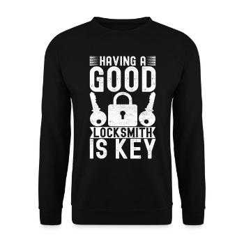 Schlüsseldienst Locksmith Dietrich - Unisex Pullover - Schwarz - Vorne - Alina (178cm) & Michal (187cm)
