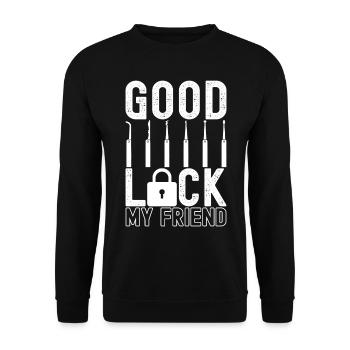 Schlüsseldienst Locksmith Dietrich - Unisex Pullover - Schwarz - Vorne - Alina (178cm) & Michal (187cm)