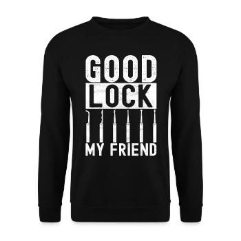 Schlüsseldienst Locksmith Dietrich - Unisex Pullover - Schwarz - Vorne - Alina (178cm) & Michal (187cm)