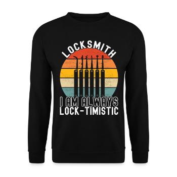 Schlüsseldienst Locksmith Dietrich - Unisex Pullover - Schwarz - Vorne - Alina (178cm) & Michal (187cm)