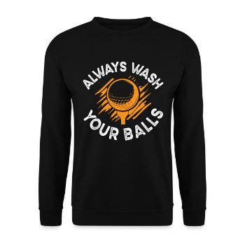 Lavez vos balles toujours avec des golfeurs de golf - Sweat-shirt Unisexe - noir - Devant - Alina (178cm) & Michal (187cm)