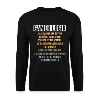 Gamer Logik Gaming Zocken - Unisex Pullover - Schwarz - Vorne - Alina (178cm) & Michal (187cm)