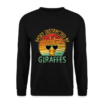 Leicht Abgelenkt Von Giraffen Zookeeper Zookeeping - Unisex Pullover - Schwarz - Vorne - Alina (178cm) & Michal (187cm)
