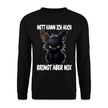 Nett Kann Ich Auch Bringt Aber Nix Schwarzer Hase - Unisex Pullover - Schwarz - Vorne - Alina (178cm) & Michal (187cm)
