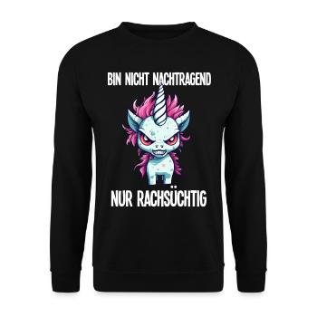 Nicht Nachtragend Nur Rachsüchtig Böses Einhorn - Unisex Pullover - Schwarz - Vorne - Alina (178cm) & Michal (187cm)
