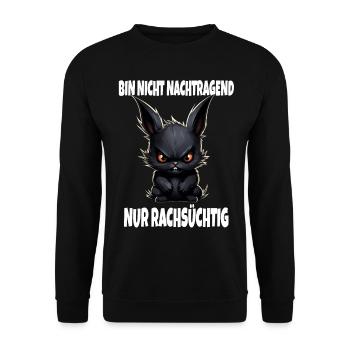 Nicht Nachtragend - Rachsüchtig Sarkasmus Hase - Unisex Pullover - Schwarz - Vorne - Alina (178cm) & Michal (187cm)