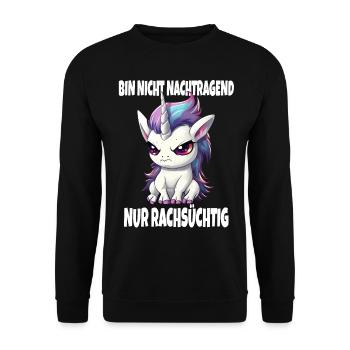 Nicht Nachtragend Nur Rachsüchtig Süßes Einhorn - Unisex Pullover - Schwarz - Vorne - Alina (178cm) & Michal (187cm)