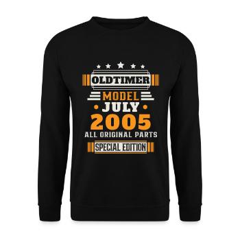 Oldtimer Juli 2005 Geburtstag Geschenk - Unisex Pullover - Schwarz - Vorne - Alina (178cm) & Michal (187cm)