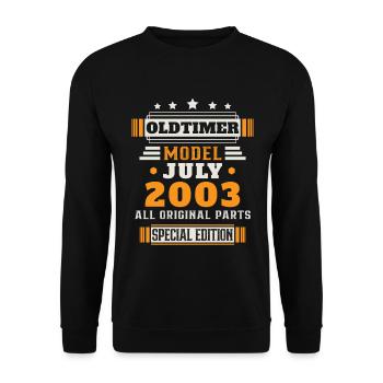 Oldtimer Juli 2003 Geburtstag Geschenk - Unisex Pullover - Schwarz - Vorne - Alina (178cm) & Michal (187cm)