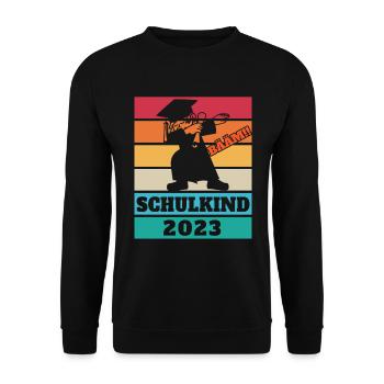 Schulkind 2023 Vintage - Unisex Pullover - Schwarz - Vorne - Alina (178cm) & Michal (187cm)