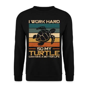 Sea Turtle Tortoise Retro Vintage - Sweat-shirt Unisexe - noir - Devant - Alina (178cm) & Michal (187cm)