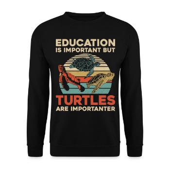 Sea Turtle Tortoise Retro Vintage - Sweat-shirt Unisexe - noir - Devant - Alina (178cm) & Michal (187cm)