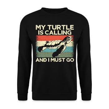 Sea Turtle Tortoise Retro Vintage - Sweat-shirt Unisexe - noir - Devant - Alina (178cm) & Michal (187cm)