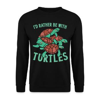 Tortue de mer que je préférerais être - Sweat-shirt Unisexe - noir - Devant - Alina (178cm) & Michal (187cm)