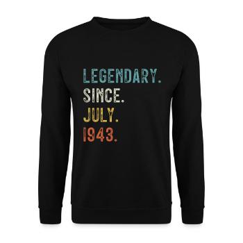 80. Geburtstag 80 Jahre Legendär Seit Juli 1943 - Unisex Pullover - Schwarz - Vorne - Alina (178cm) & Michal (187cm)
