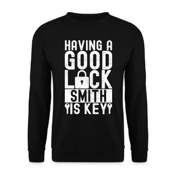 Schlüsseldienst Locksmith Dietrich - Unisex Pullover - Schwarz - Vorne - Alina (178cm) & Michal (187cm)
