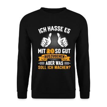 20 Geburtstag 20 Jahre 20 Lebensjahr 20 Lebenalter - Unisex Pullover - Schwarz - Vorne - Alina (178cm) & Michal (187cm)