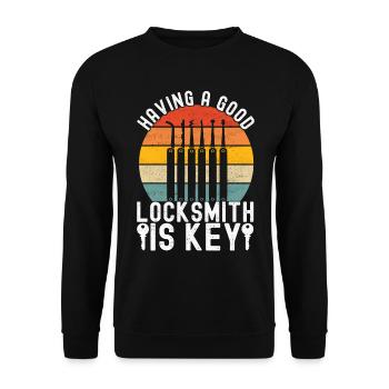 Schlüsseldienst Locksmith Dietrich - Unisex Pullover - Schwarz - Vorne - Alina (178cm) & Michal (187cm)