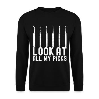 Schlüsseldienst Locksmith Dietrich - Unisex Pullover - Schwarz - Vorne - Alina (178cm) & Michal (187cm)