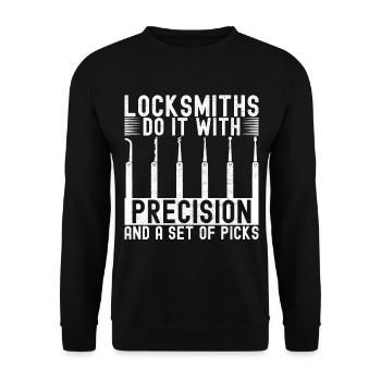 Schlüsseldienst Locksmith Dietrich - Unisex Pullover - Schwarz - Vorne - Alina (178cm) & Michal (187cm)