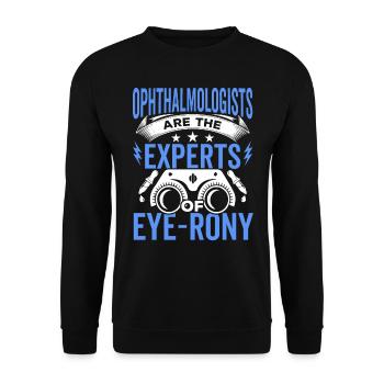 Ophthalmologist Experts of Eye-rony Optometrist - Unisex Sweatshirt - black - Front - Alina (178cm) & Michal (187cm)