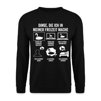Schwan - Unisex Pullover - Schwarz - Vorne - Alina (178cm) & Michal (187cm)