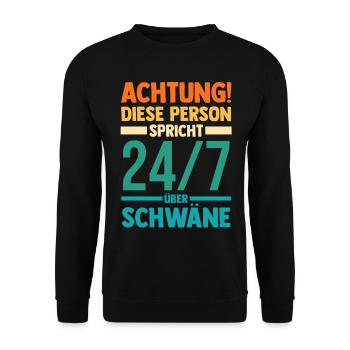Schwan - Unisex Pullover - Schwarz - Vorne - Alina (178cm) & Michal (187cm)