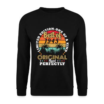 Jahrgang 1943 Geburtstagsgeschenk 1943 - Unisex Pullover - Schwarz - Vorne - Alina (178cm) & Michal (187cm)