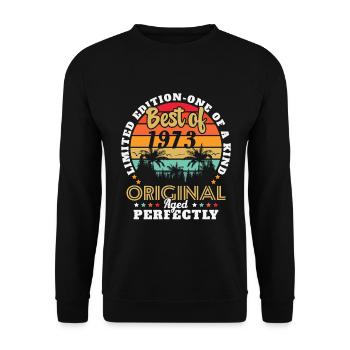 Born 1973 Birthday present 1973 - Unisex Sweatshirt - black - Front - Alina (178cm) & Michal (187cm)