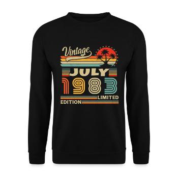 Vintage Juillet 1983 Retro Cadeau d’Anniversaire - Sweat-shirt Unisexe - noir - Devant - Alina (178cm) & Michal (187cm)