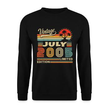 Vintage Juli 2005 Retro Geburtstagsgeschenk - Unisex Pullover - Schwarz - Vorne - Alina (178cm) & Michal (187cm)