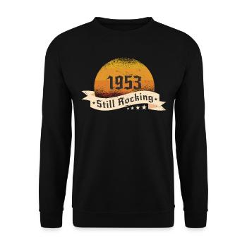 1953 Still rockin - Cool birthday Gift - Unisex Sweatshirt - black - Front - Alina (178cm) & Michal (187cm)