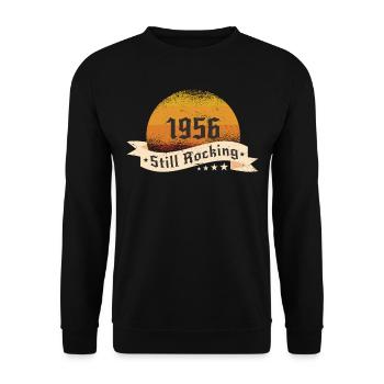 1956 Still rockin - Cool birthday Gift - Unisex Sweatshirt - black - Front - Alina (178cm) & Michal (187cm)