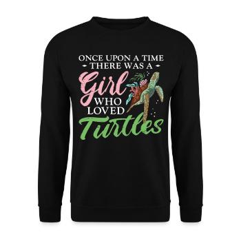 Sea Turtle Tortoise Once Upon A - Unisex Sweatshirt - black - Front - Alina (178cm) & Michal (187cm)