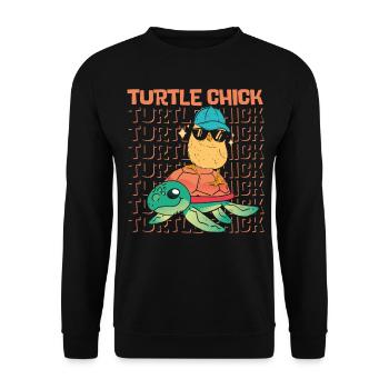 Sea Turtle Tortoise Chicken Turtle - Unisex Pullover - Schwarz - Vorne - Alina (178cm) & Michal (187cm)