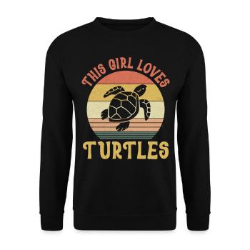 Sea Turtle Tortoise Retro Vintage - Sweat-shirt Unisexe - noir - Devant - Alina (178cm) & Michal (187cm)