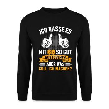 69 Geburtstag 69 Jahre 69 Lebensjahr 69 Lebenalter - Unisex Pullover - Schwarz - Vorne - Alina (178cm) & Michal (187cm)