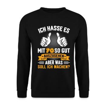 70 Geburtstag 70 Jahre 70 Lebensjahr 70 Lebenalter - Unisex Pullover - Schwarz - Vorne - Alina (178cm) & Michal (187cm)